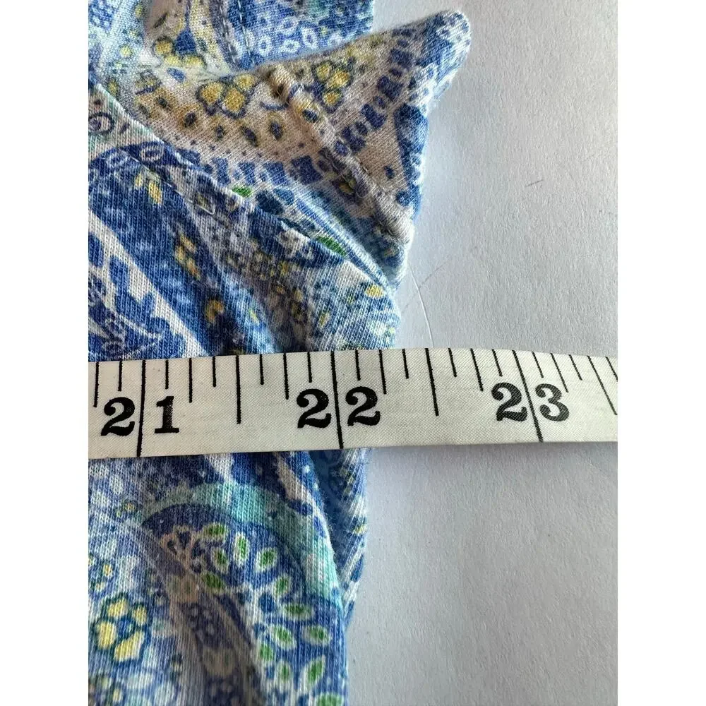 Lauren Ralph Lauren Pajamas Set Blue Yellow Paisley Short Sleeve Capri Pants - Picture 16 of 16